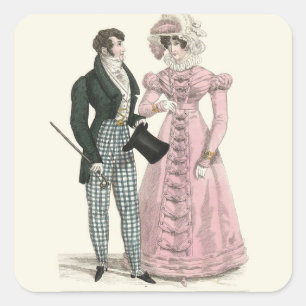 1823 Antique Wedding Man Woman Fashion Square Sticker