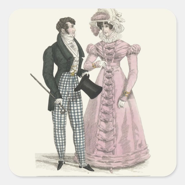 1823 Antique Wedding Man Woman Fashion Square Sticker (Front)