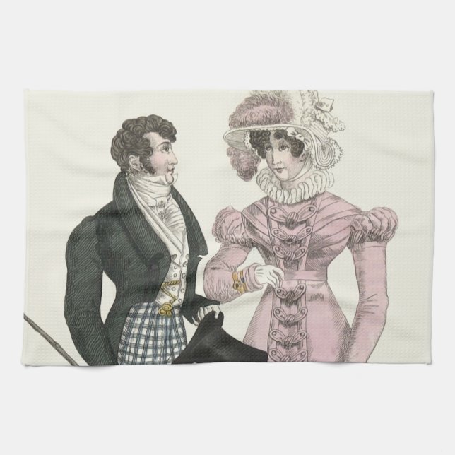 1823 Antique Wedding Man Woman Fashion Tea Towel (Horizontal)
