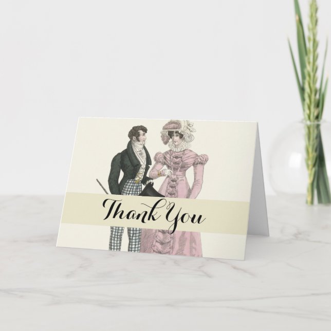 1823 Antique Wedding Man Woman Fashion Thank You Card (Front)