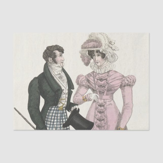 1823 Antique Wedding Man Woman Fashion Tissue Paper (Front)