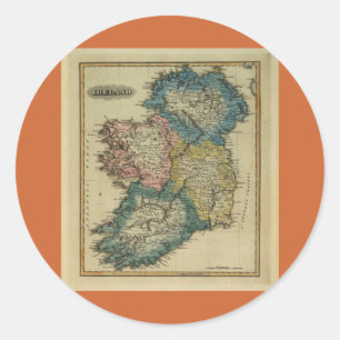 1823 Ireland map by Lucas Fielding Jr Classic Round Sticker