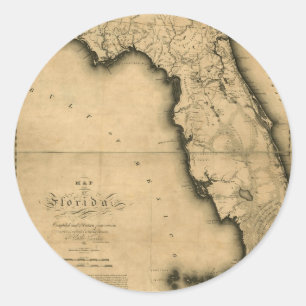 1823 Map of Florida Classic Round Sticker