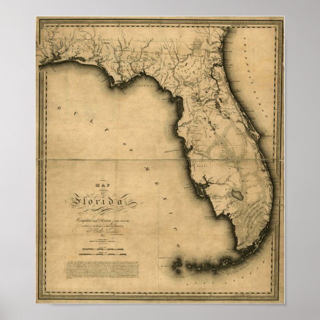 1823 Map of Florida Poster (Front)