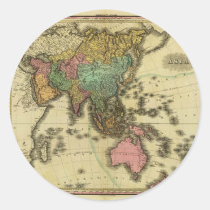 1825 Map of Asia by Henry Tanner Classic Round Sticker