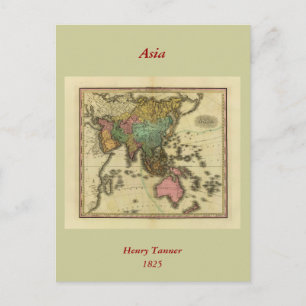 1825 Map of Asia by Henry Tanner Postcard