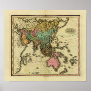 1825 Map of Asia by Henry Tanner Poster