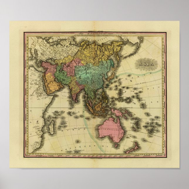 1825 Map of Asia by Henry Tanner Poster (Front)