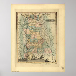 1826 Map of Alabama Poster
