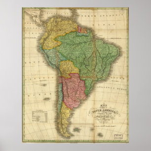 1826 Map of South America Poster
