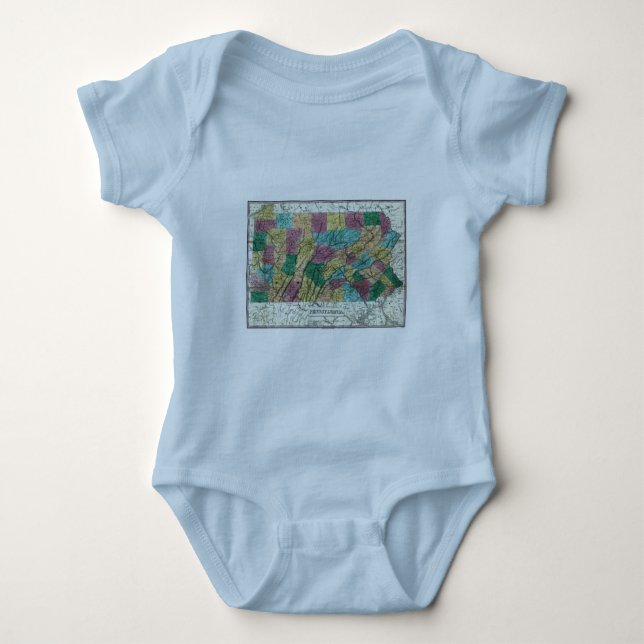 1829 Pennsylvania Map Baby Bodysuit (Front)