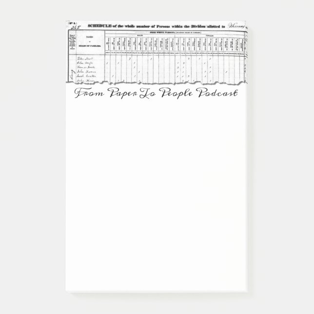 1830 Census FPPP Post-Its Post-it Notes (Front)