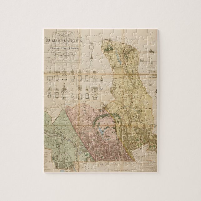 1834 map of the borough of St Marylebone (London) Jigsaw Puzzle (Vertical)