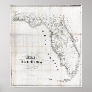 1837 Florida Map Poster