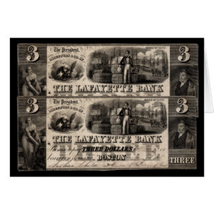 1837 Lafayette Bank Three Dollar Note