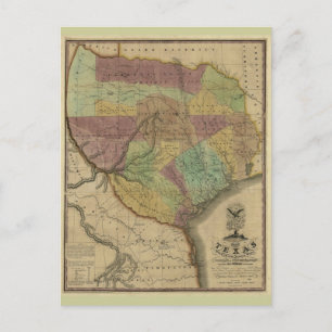 1837 Map of Texas, with Parts of the Adjoining Sta Postcard