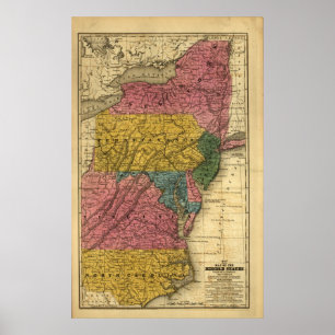 1839 Map of the Middle United States (back then) Poster