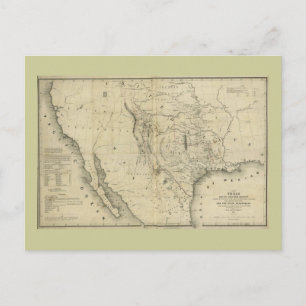 1844 Map of Texas and the Countries Adjacent Postcard