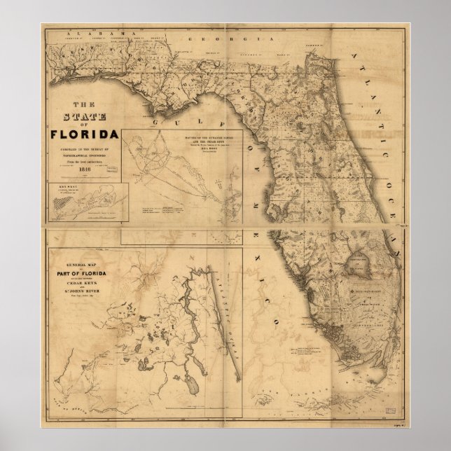 1846 Map of Florida Poster (Front)