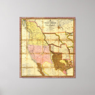 1846 Map of Texas Oregon California by A Mitchell Canvas Print