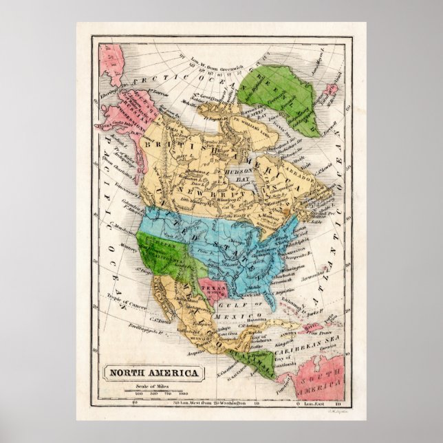 1846 North America Map with Republic of Texas Poster (Front)