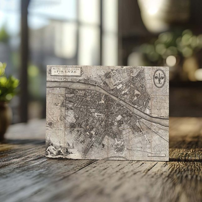 1847 Molini Pocket Map of Florence Italy Postcard (Creator Uploaded)