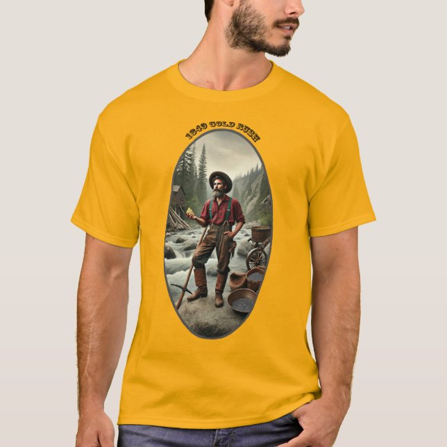1849 California Gold Miner with a Large Nugget URM T-Shirt (Front)