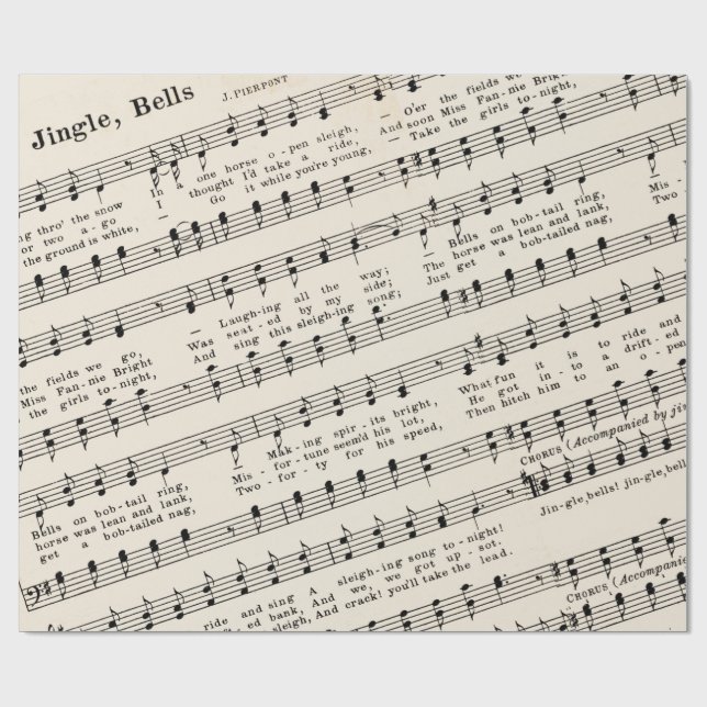 1850 Edition Jingle Bells Holiday Wrapping Paper (Flat)