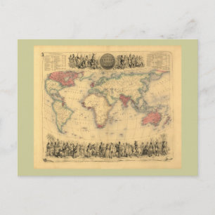 1850’s Map of British Empire Throughout the World Postcard