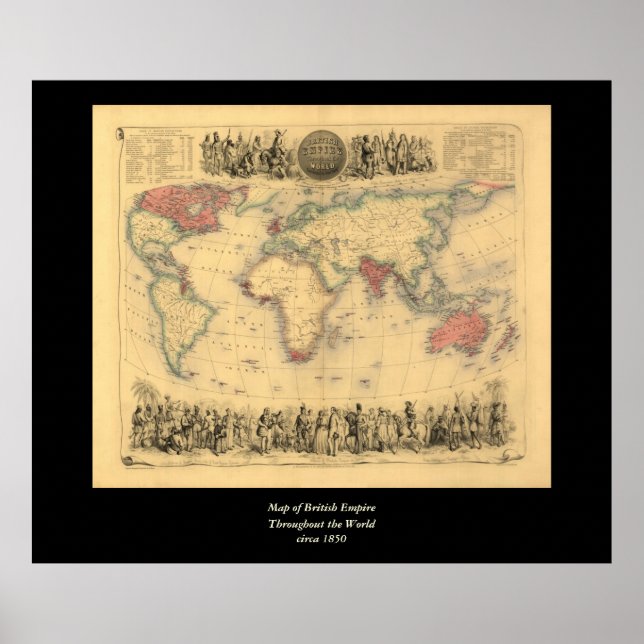 1850’s Map of British Empire Throughout the World Poster (Front)