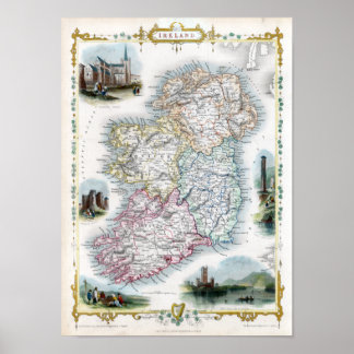 1851 Map of Ireland Poster