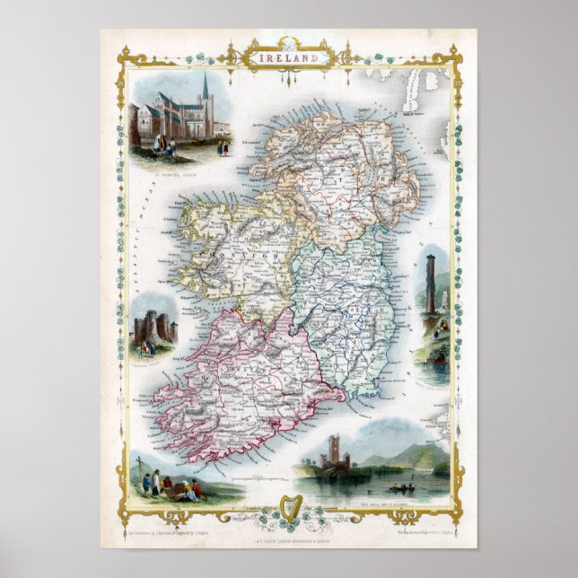 1851 Map of Ireland Poster (Front)