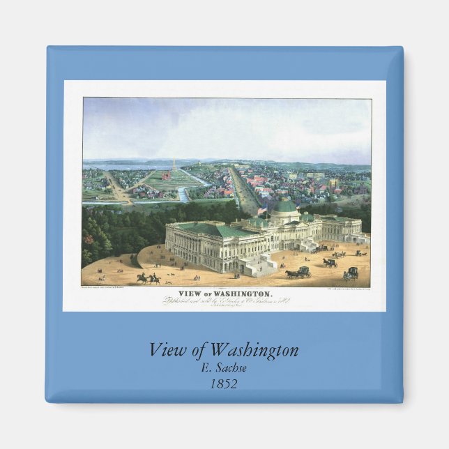 1852 Colour Lithograph - View of Washington Magnet (Front)