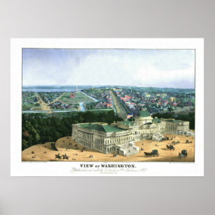 1852 Colour Lithograph - View of Washington Poster