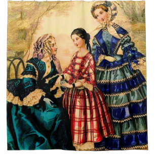1852 French fashion plate Shower Curtain