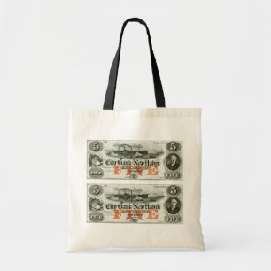 1855 New Haven Five Dollar Note Tote Bag