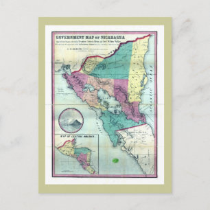 1856 Government Map of Nicaragua by A.H. Jocelyn Postcard