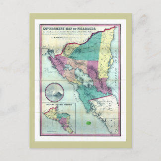 1856 Government Map of Nicaragua by A.H. Jocelyn Postcard