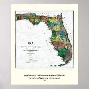 1856 Map of the State of Florida by Columbus Drew Poster