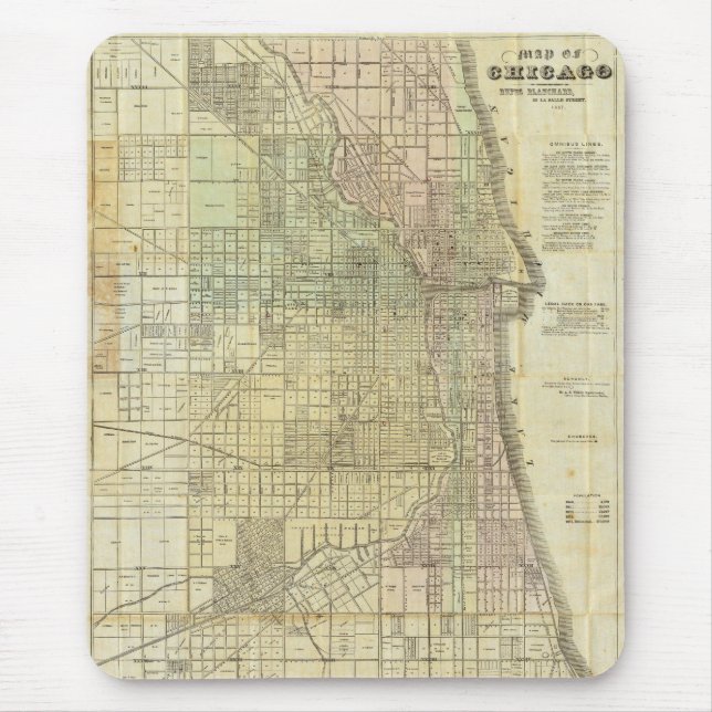 1857 Map of Chicago Illinois Mouse Pad (Front)