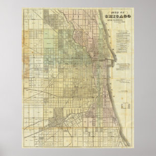 1857 Map of Chicago Illinois Poster