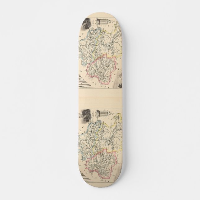 1858 Map of Ariege Department, France Skateboard (Front)