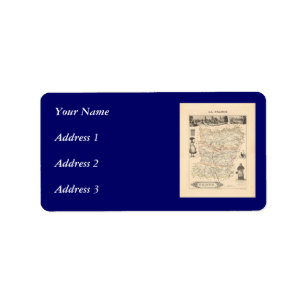 1858 Map of Mayenne Department, France Label