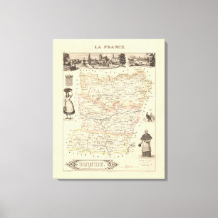 1858 Map of Mayenne Department, France Poster Canvas Print
