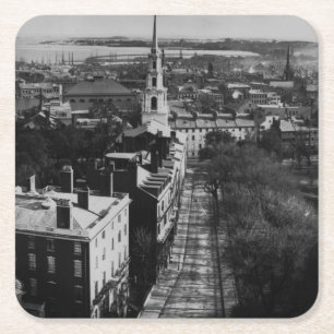 1859:  A view of Boston from the State House Square Paper Coaster