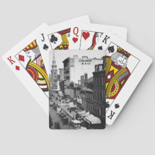 1859:  Traffic and shops on Washington Street Playing Cards