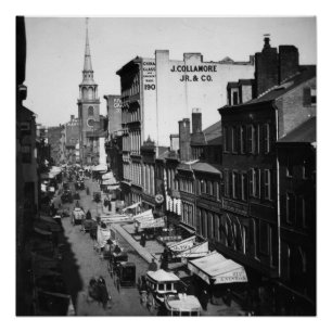 1859:  Traffic and shops on Washington Street Poster