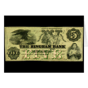 1860 Hingham Massachusetts Five Dollar Note