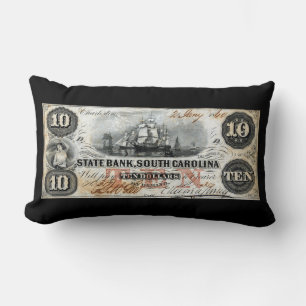 1860 South Carolina Ten Dollar Note Lumbar Cushion