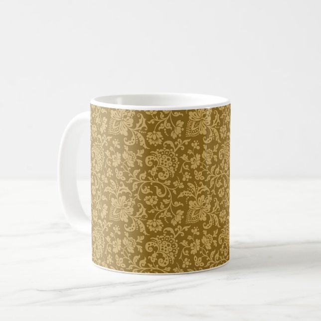 1860s Floral, Amber Coffee Mug (Front Left)
